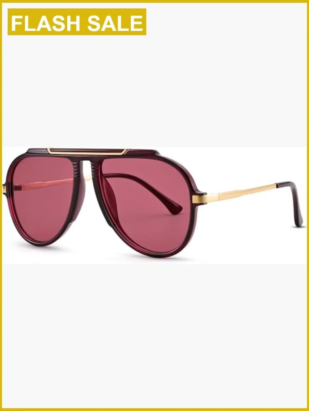 Oversized Aviator Sunglasses - Retro Gold Metal UV400